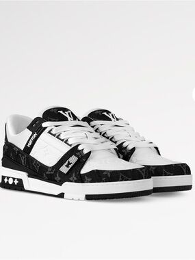 Louis Vuitton Black and White Monogram Low-Top Sneakers